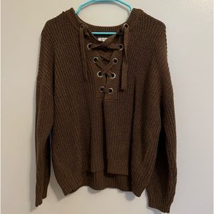 American Eagle Oversized Lace Up Sweater